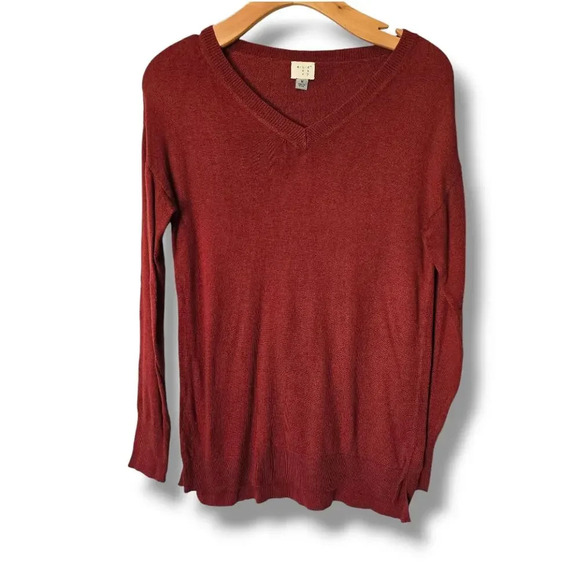 A new day women's rust VNeck long sleeve sweater  - medium - Picture 1 of 10
